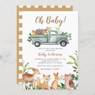 Animaux Jungle Truck Baby shower Invitation