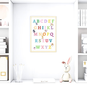 Animaux mignons Alphabet Baby Nursery Poster