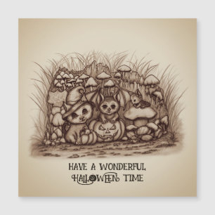 Animaux mignons attendant Halloween Carte Magnétiq