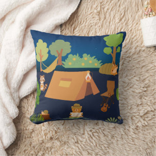 Animaux mignons Camping Lancer Oreiller
