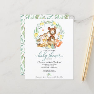 Animaux mignons de la forêt Baby Shower végétation