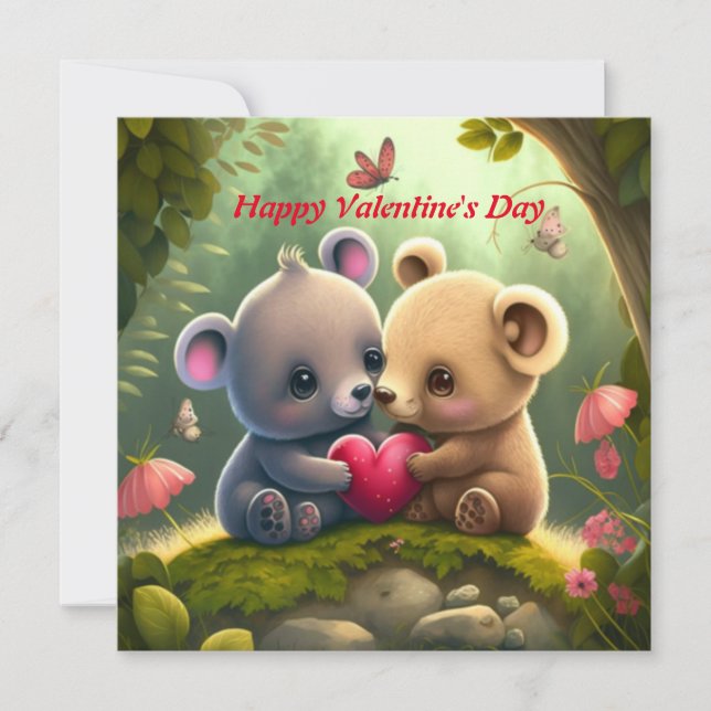 Animaux mignons en amour carte (Devant)