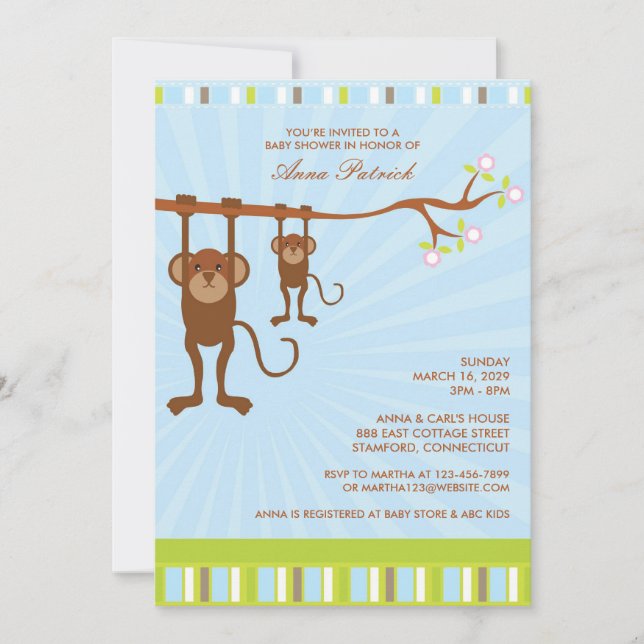 Animaux mignons Invitation plat Baby shower (Devant)