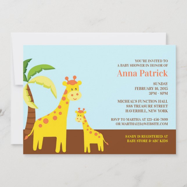 Animaux mignons Invitation plat Baby shower (Devant)