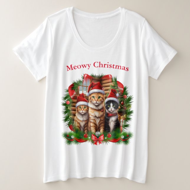 Animaux mignons T-shirts de Noël Chats (Design devant)
