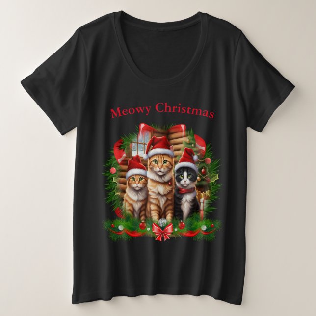 Animaux mignons T-shirts de Noël Chats (Design devant)