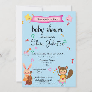 Animaux musicaux mignons Invitation Baby shower
