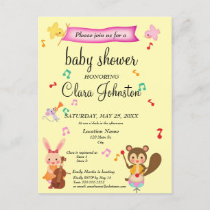 Animaux musicaux mignons Invitation Baby shower ro
