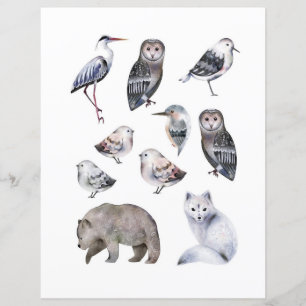 Animaux nordiques à l'aquarelle à découper et à co