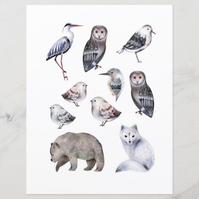 Animaux nordiques à l'aquarelle à découper et à co (Devant)