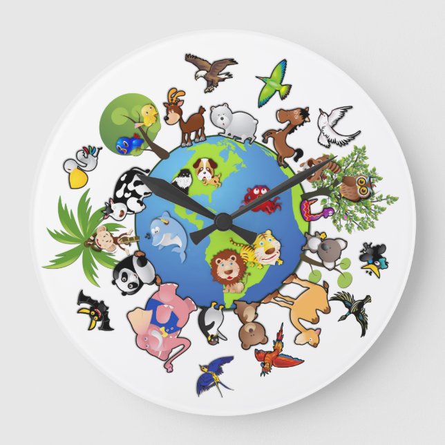 Animaux pour la paix du monde - horloge ronde (Recto)