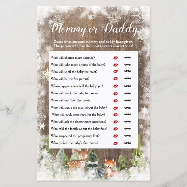 Animaux rustiques d'hiver Woodland Mommy ou Daddy  (Devant)