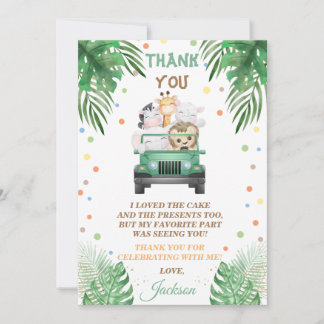 Animaux Safari Wild One Carte de remerciements