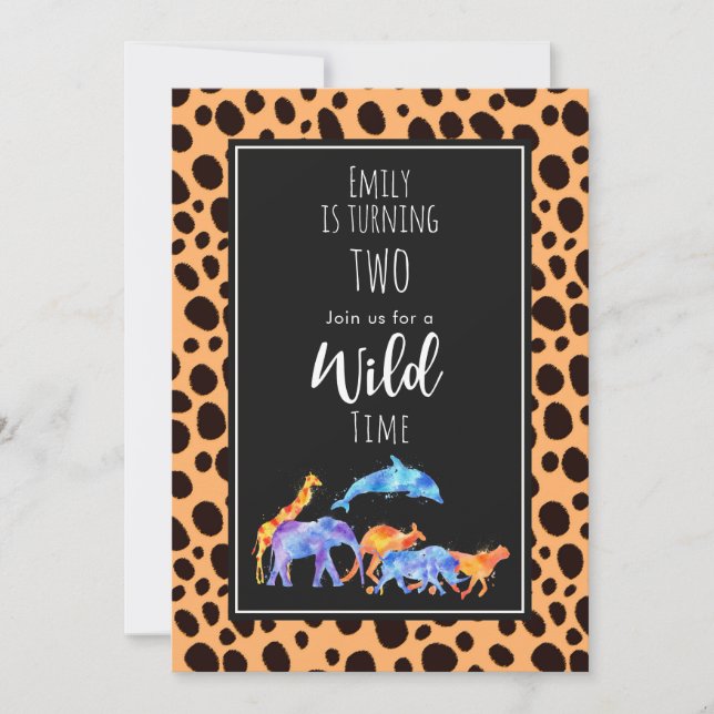 Animaux sauvages sur invitation d'anniversaire à m (Devant)