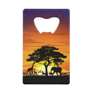 Animaux sauvages sur le coucher de soleil de la sa