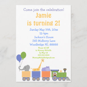 Animaux Sur Invitations D'Anniversaire De Train