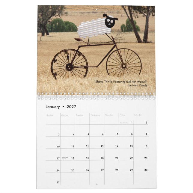 Animaux sur vélos Calendrier (Jan 2027)