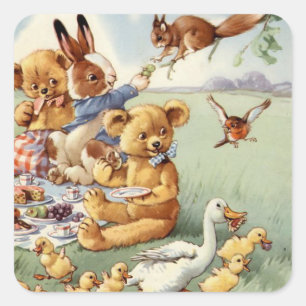 animaux vintages des bois mignon autocollant