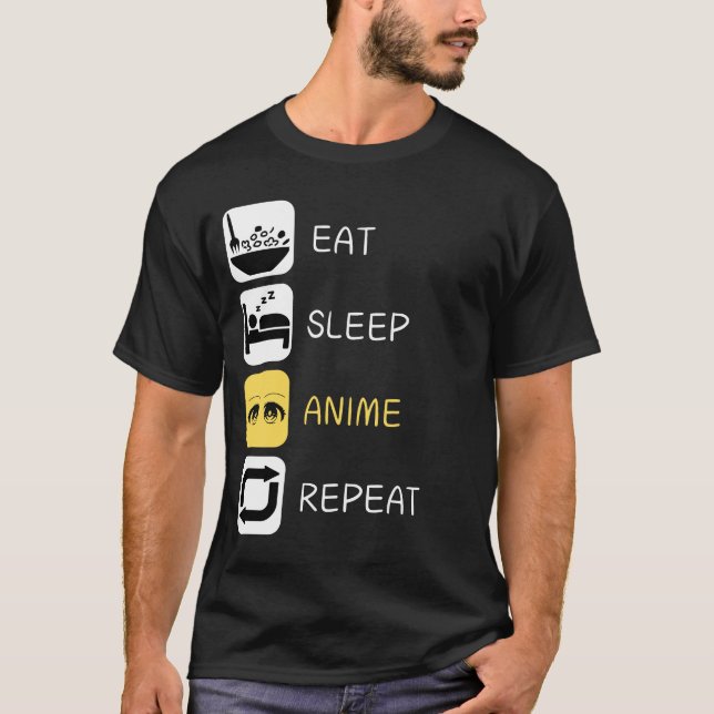Anime de sommeil de manger Répéter T-shirt (Devant)