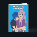 Anime Extraordinaire Boyfriend Carte d'anniversair<br><div class="desc">Ton copain adore l'anime ? Pourquoi ne pas leur envoyer cette carte d'anniversaire adorable et mignonne pour lui faire savoir qu'il est vraiment un petit ami extraordinaire et qu'il est tout à vous ! Ce joli design bleu avec un couple d'anime est numériquement dessiné à la main par moi !...</div>