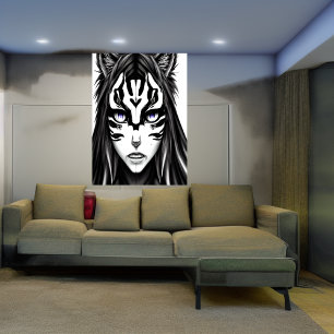 Anime fille aux yeux pourpres AI Art Poster