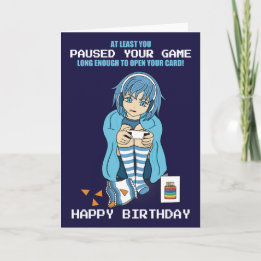 Anime Gamer Girl Pause Votre Carte D'Anniversaire