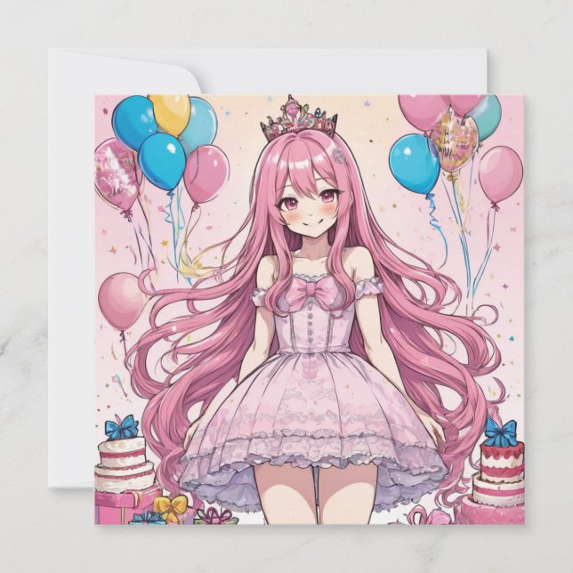 Anime Girl doux 16 anniversaire Invitation (Devant)