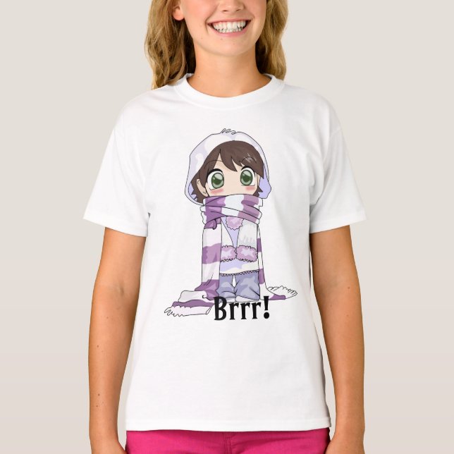 Anime Girl Enveloppé En Hiver Gear T-shirt (Devant)