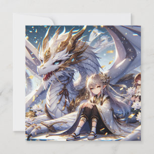 Anime Girl et Dragon blanc et or