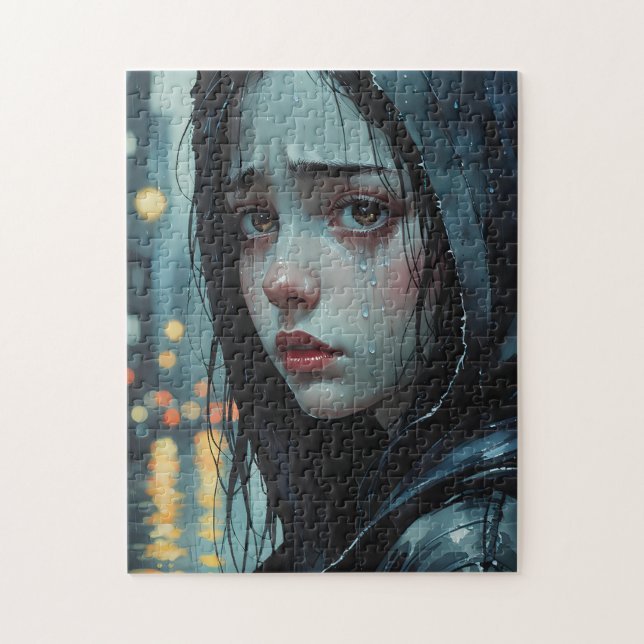 Anime Girl Rainy Day Puzzle - Aquarelle (Vertical)