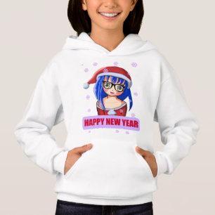 Anime Girl Santa Hat Sweat - shirt à capuche