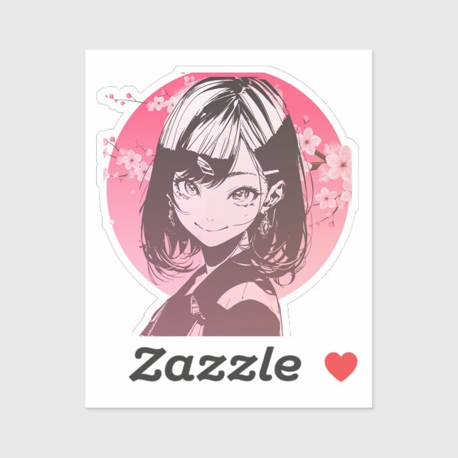 Anime Girl stylish sticker (Feuille)