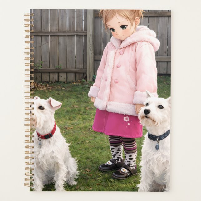 Anime Girl & Two Dogs Weekly Planner (Devant)