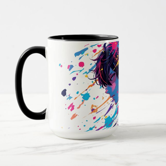 Anime Graffiti Chaos — Color Splash Mug | Bold Art (Gauche)