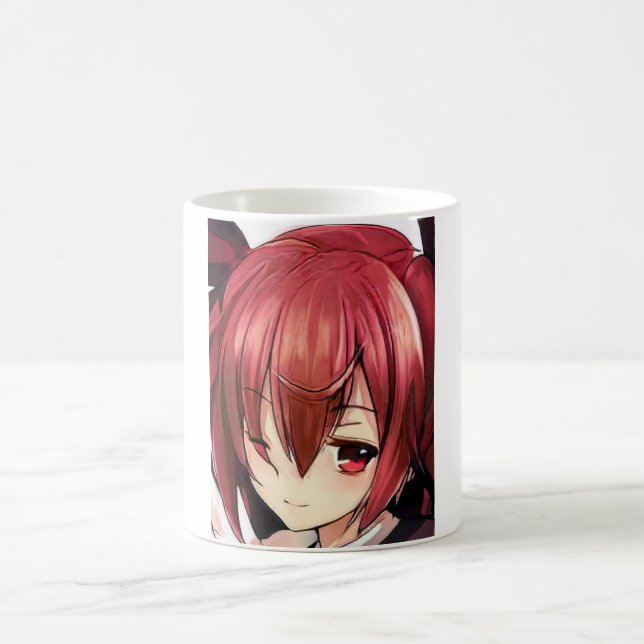 Anime magenta cheveux fille yeux magenta café Mug (Centre)