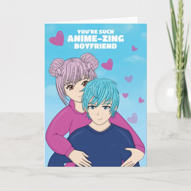 Anime Manga Couple Boyfriend Carte Saint Valentin (Devant)