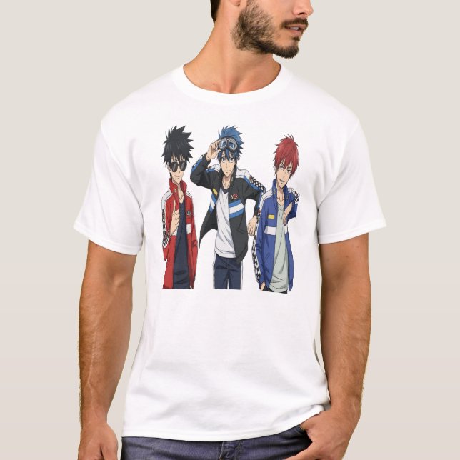 Anime Racing Team Trio T-Shirt - Cool Sports Anime (Devant)