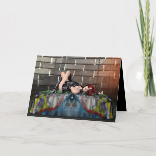 Anime Redhead Repose à la carte de voeux de Goth C