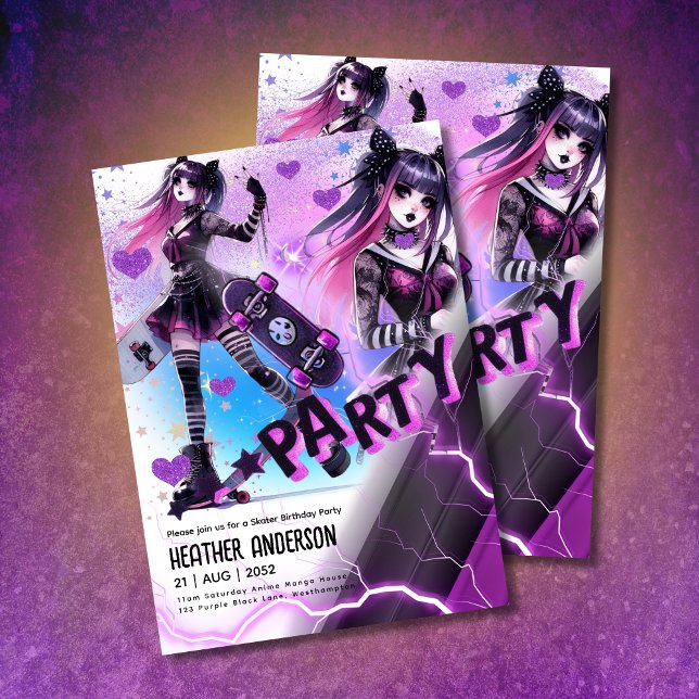 Anime Skater Girl Anniversaire Fête Skateboard (Créateur téléchargé)