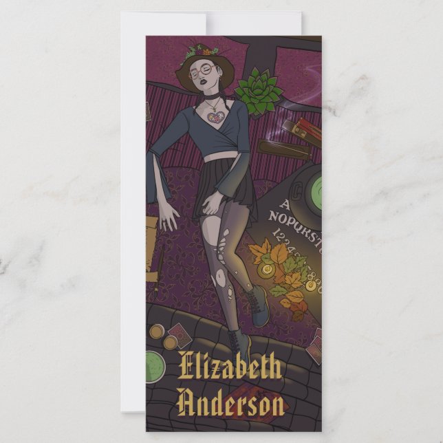 Anime Sorcière noire rose Ado Signet de dessin (Devant)