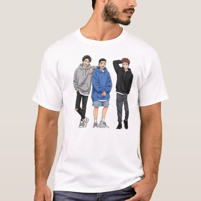 Anime Squad Goals T-Shirt - Three Friends   (Devant)