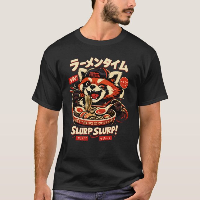 Anime Style Foodie T-Shirt – Cool Animal Ramen Bow (Devant)