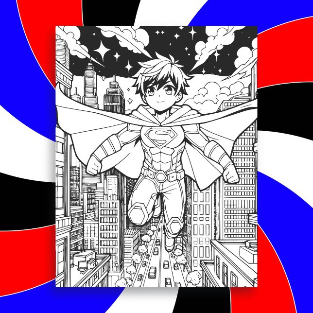 Anime Superhero Boy | Coloriage de l'enfant (Créateur téléchargé)