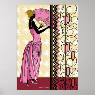 ANJANETTE : Mode d'art déco dans le rose et le
