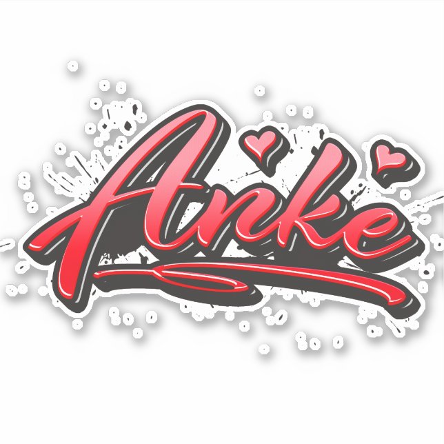 Anke autocollant graffiti coeur rouge (Devant)