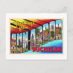 Ann Arbor Michigan Vintage Grande Lettre Carte pos