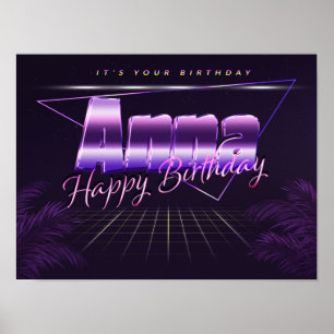 Anna Nom Vorname lila retro Poster Geburtstag