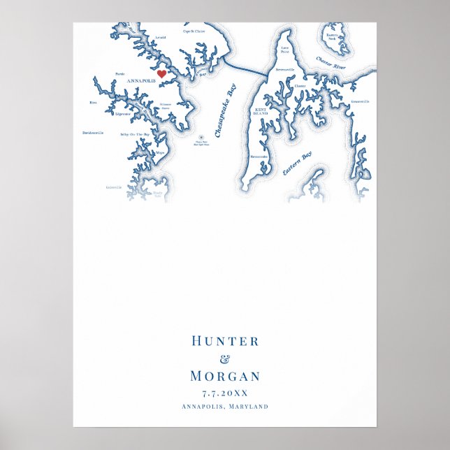 Annapolis MD Map Mariage Élégant Poster du livre d (Devant)