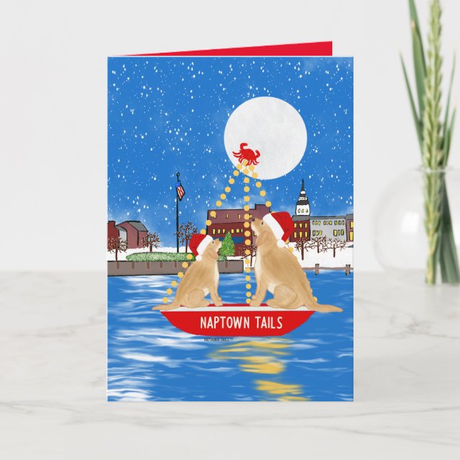 Annapolis Parade of Lights Chiens de Noël Carte (Devant)
