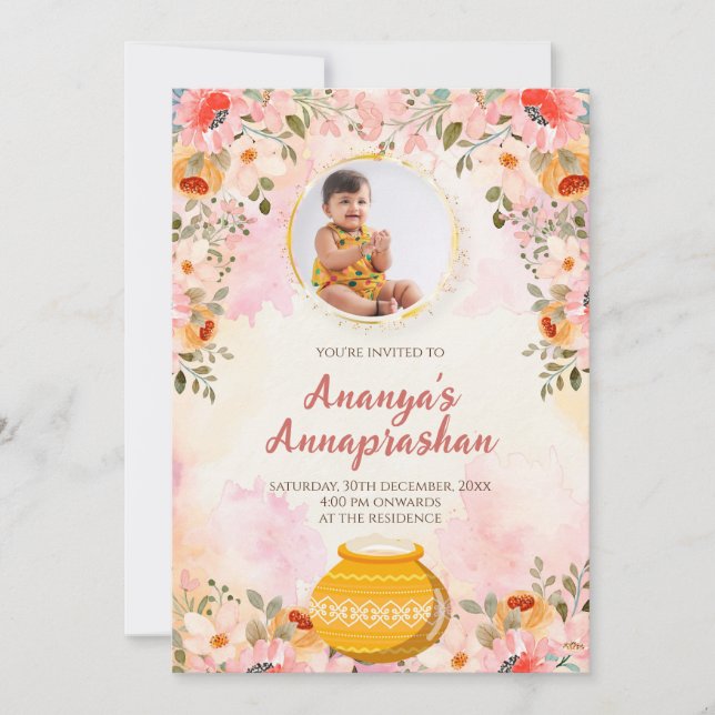 Annaprasanna invitation Cérémonie de sevrage invit (Devant)